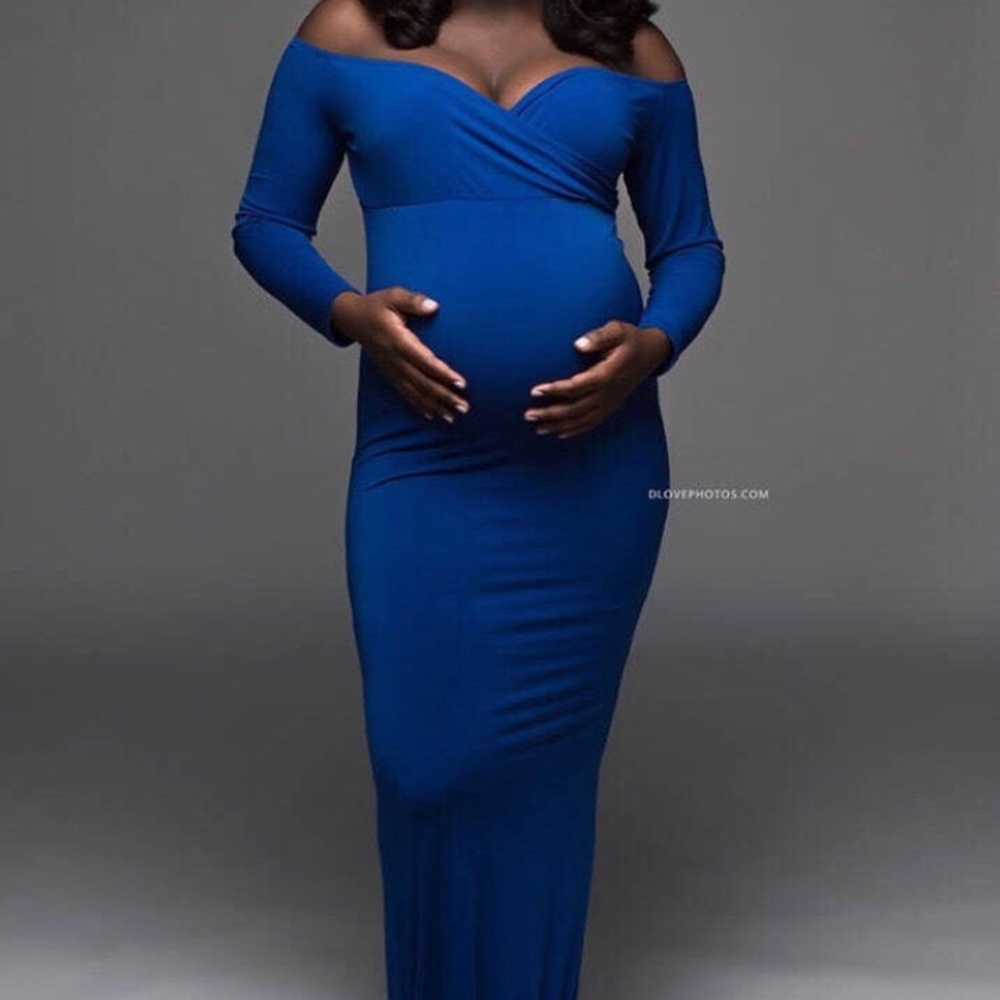 Royal blue maternity gown - Picture 2 of 6